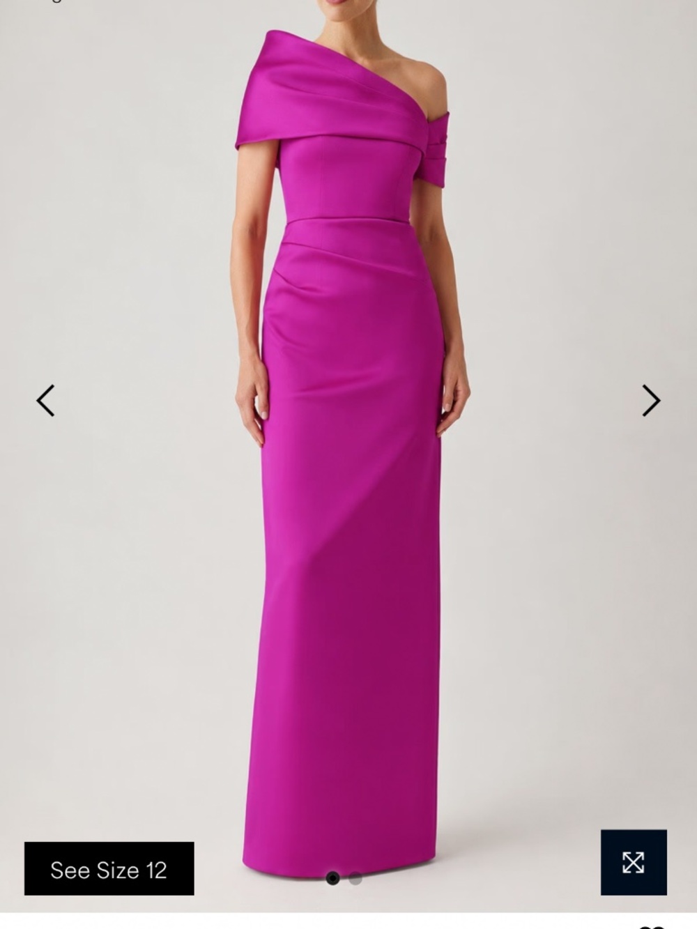 Teri Jon Stretch Mikado Assymetrical off shoulder gown